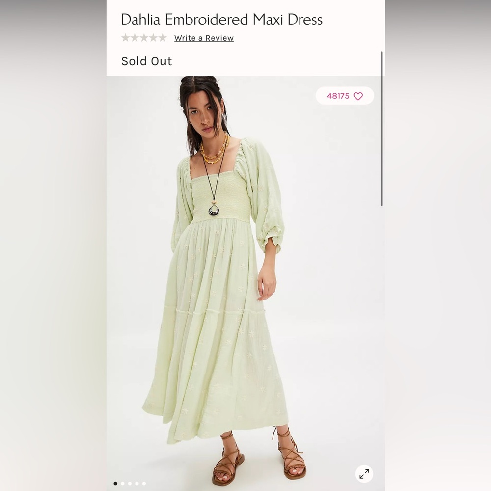 Free People Dahlia Embroidered Maxi Dress Soda Lime Combo size small